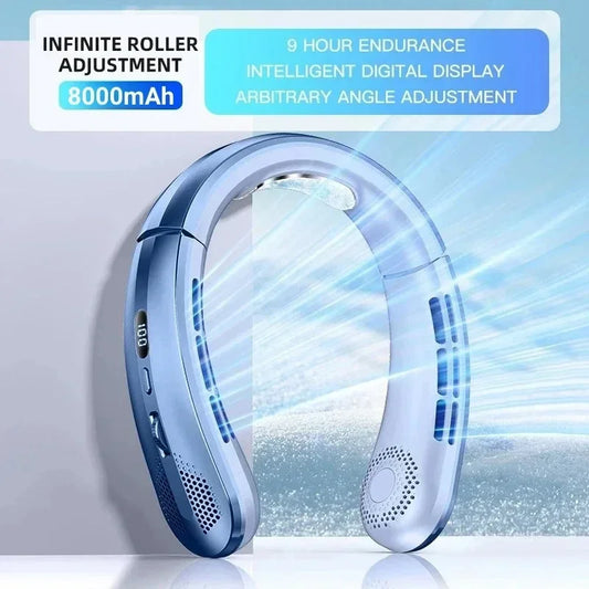 Portable Neck Fan With 8000mAh Battery – Adjustable Airflow