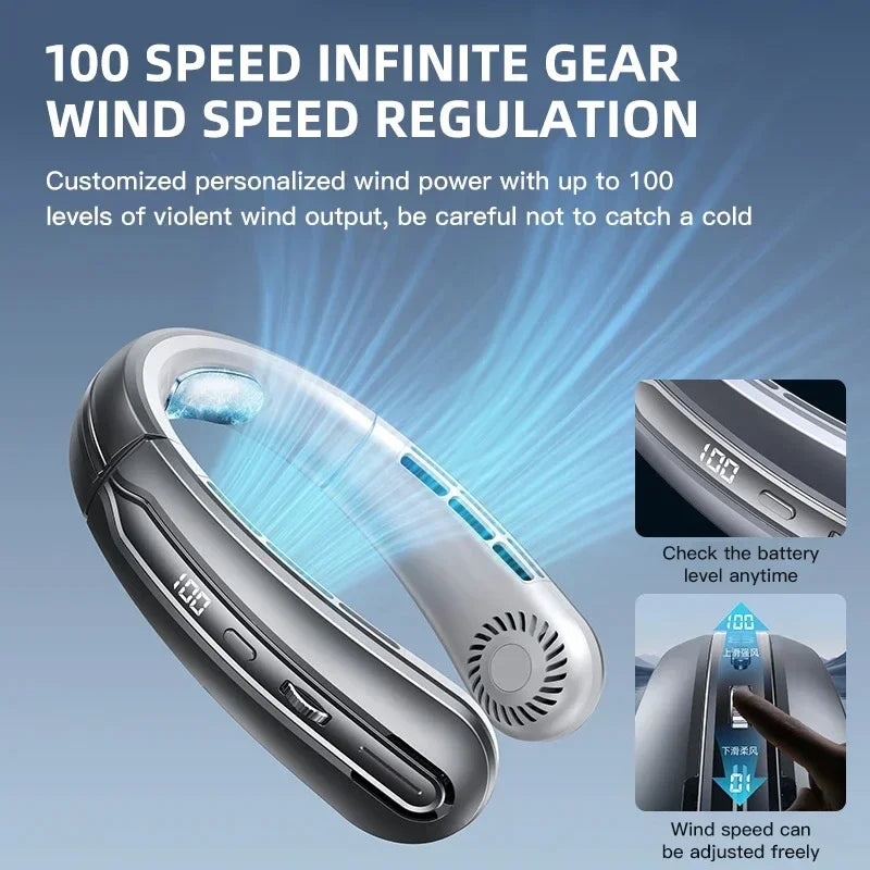 Portable Neck Fan With 8000mAh Battery – Adjustable Airflow
