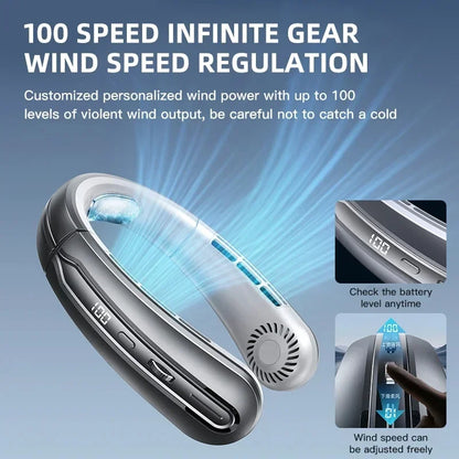 Portable Neck Fan With 8000mAh Battery – Adjustable Airflow