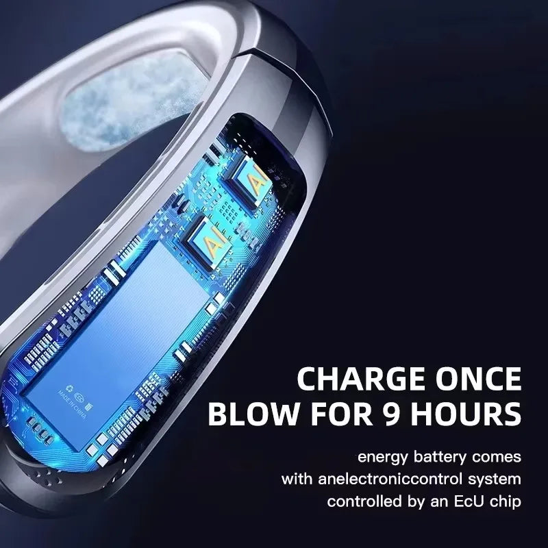 Portable Neck Fan With 8000mAh Battery – Adjustable Airflow