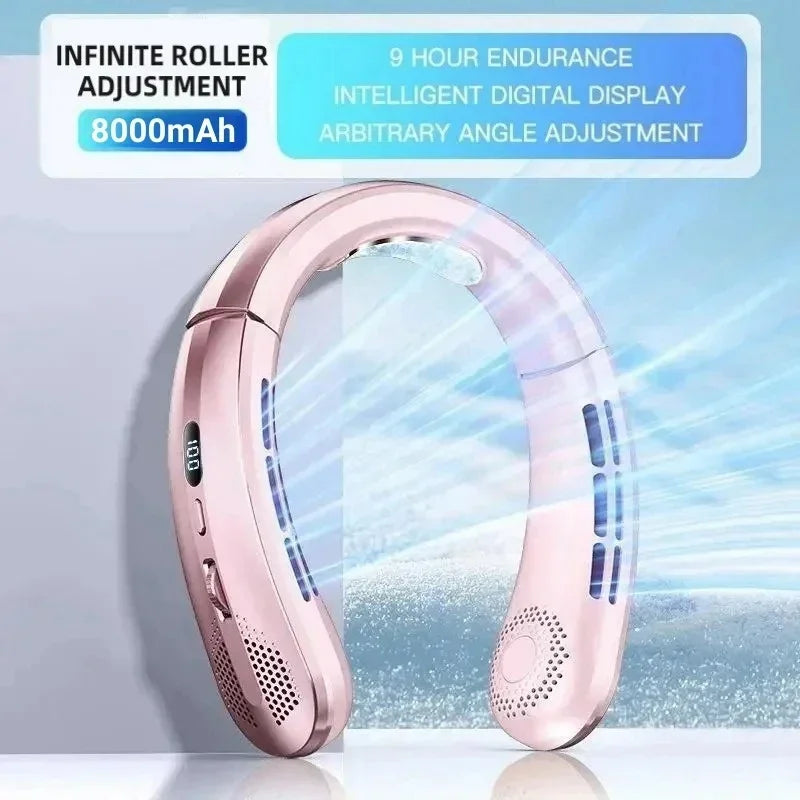 Portable Neck Fan With 8000mAh Battery – Adjustable Airflow